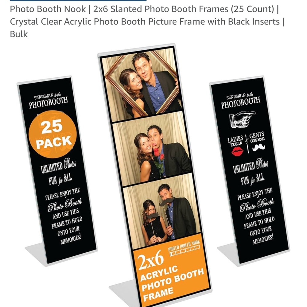 25 Acrylic Photo Booth Frames with Black Inserts